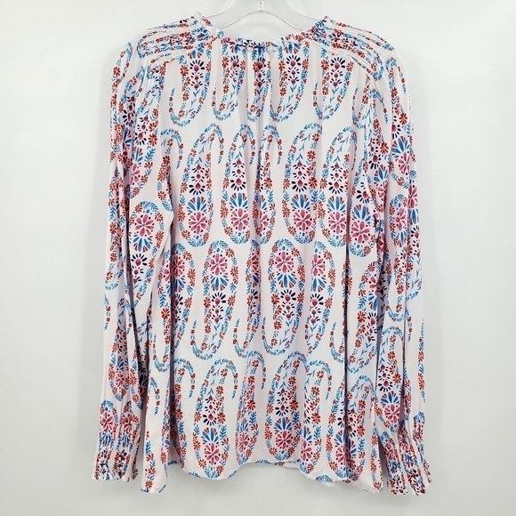 Talbots Ruffle Tie Neck Floral Long Sleeve Blouse - Picture 4 of 8